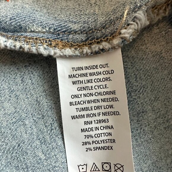 Indigo Rein Blue Denim Embroidered Floral Crop Top Zipper Back Corset, Medium - Picture 7 of 8